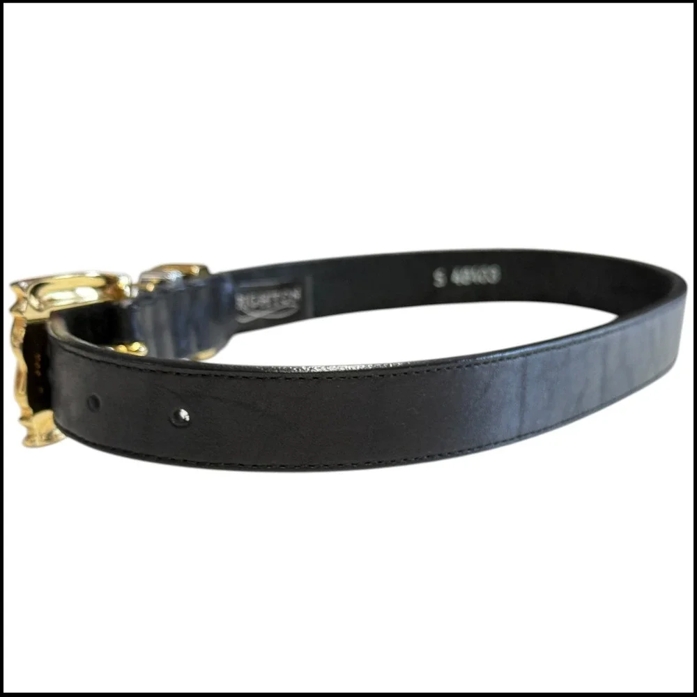 Brighton Womens Black Leather Belt Mixed Metal Gold Silver Tone Buckle Size‎ S